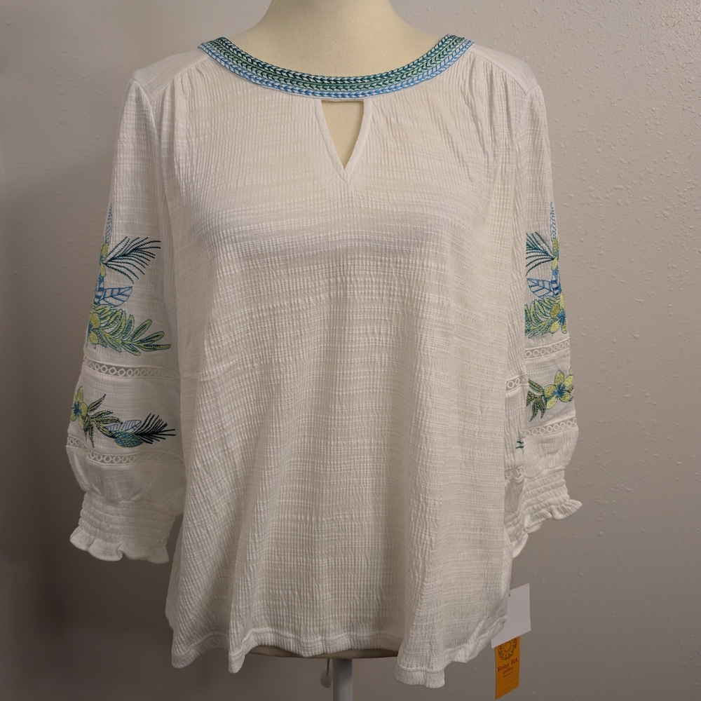 Women's Ruby Rd Solid Embroidered Textured Knit T… - image 1